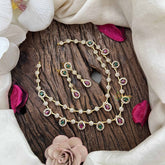 Elegant 2 Layer Red Green AD Stone Short Neckpiece-Tear drop-G12832